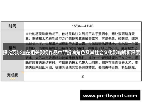 探究瓦尔迪在相关影视作品中所扮演角色及其社会文化影响解析深度